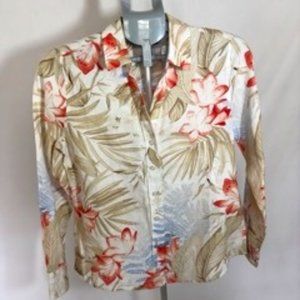 Tommy Bahama - Tropical Floral Print Point Collar Long Sleeve Shirt - X-Small